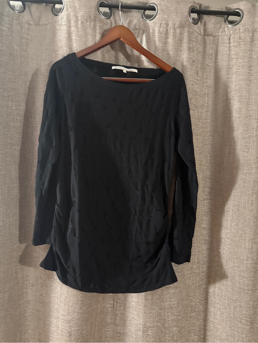 RACHEL Rachel Roy Black Long-Sleeve Knit Boatneck Top